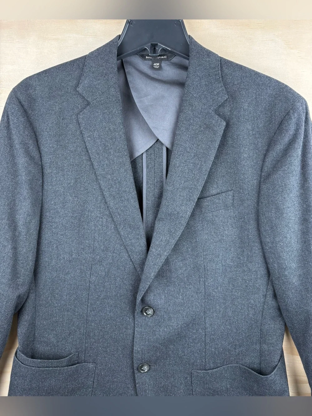 Banana Republic Slim Fit Blazer Men’s 40R Cotton Gray Patch Pocket 2 Buttons